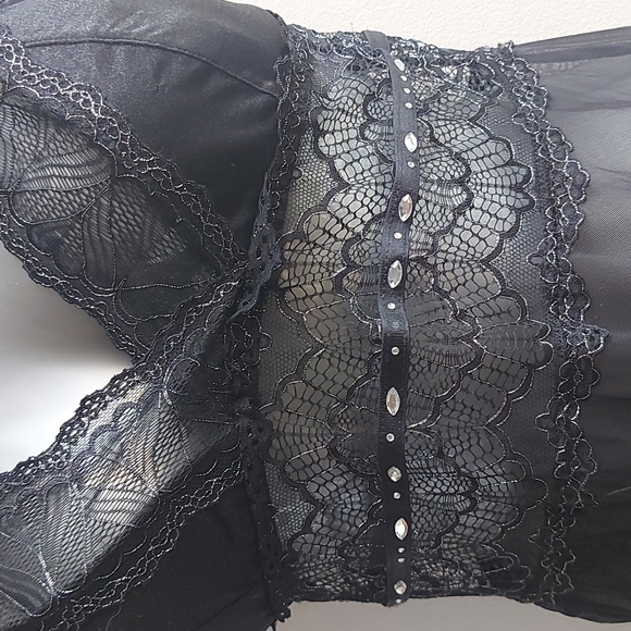 NWT Coquette Balck Lace Negligee - Picture 3 of 8